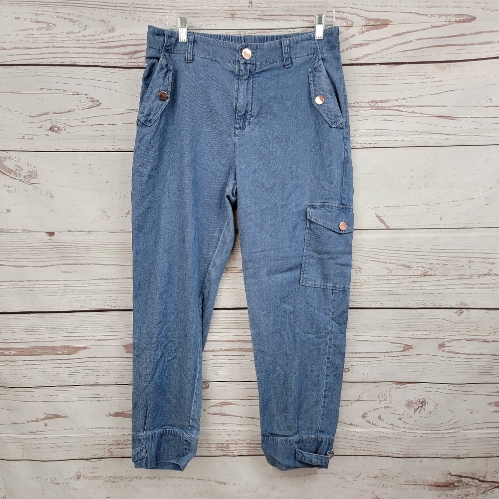 Soft Surroundings soft faux denim ankle crop trousers